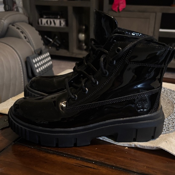 Timberland Shoes - Timberland Black Patent Combat Boots